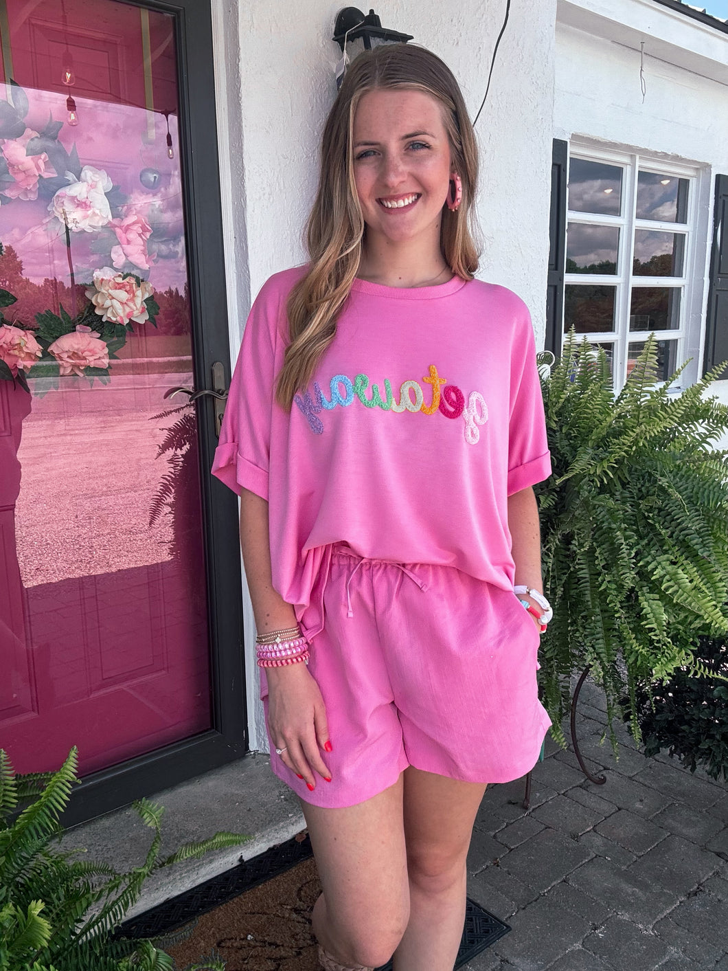 MY OTHER FAVORITE LINEN SHORTS PINK